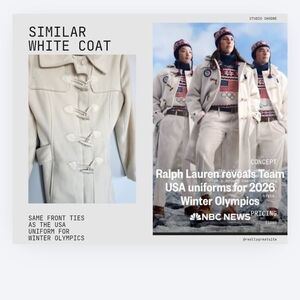 White Winter Coat Similar To Ralph Lauren USA Olympics Uniform Vintage